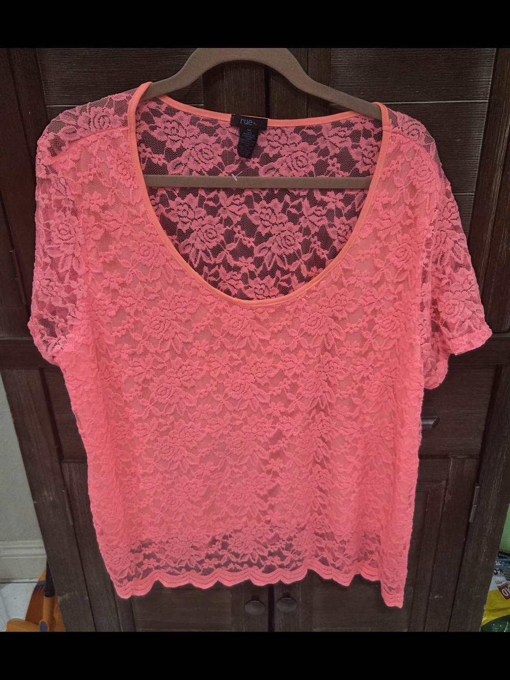 Rue 21 Women's Plus Size Hot Pink Lace Top 3X